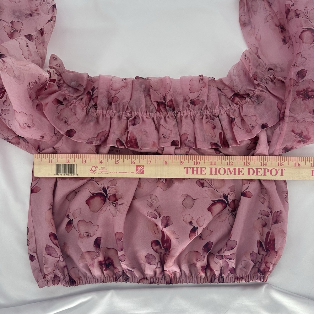 Revolve Cami NYC Top Womens S 100% Silk Ruffle Off Shoulder Romantic Cropped Top - Picture 6 of 7